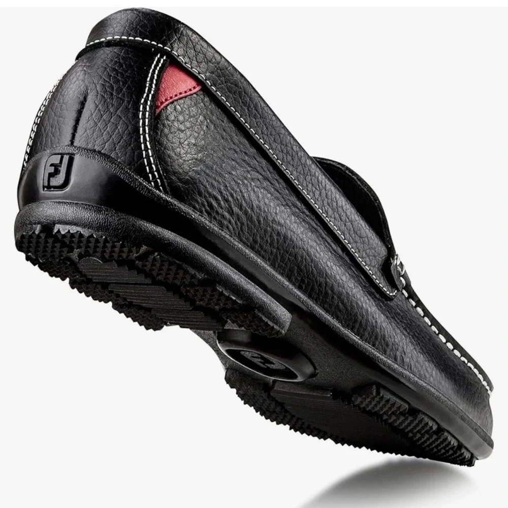 Men’s FOOTJOY Club black leather loafers golf shoes. Size 7